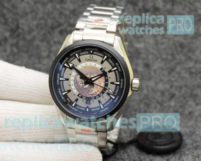 Replica Omeaga new Aqua Terra Worldtimer Gray Dial Steel Watch